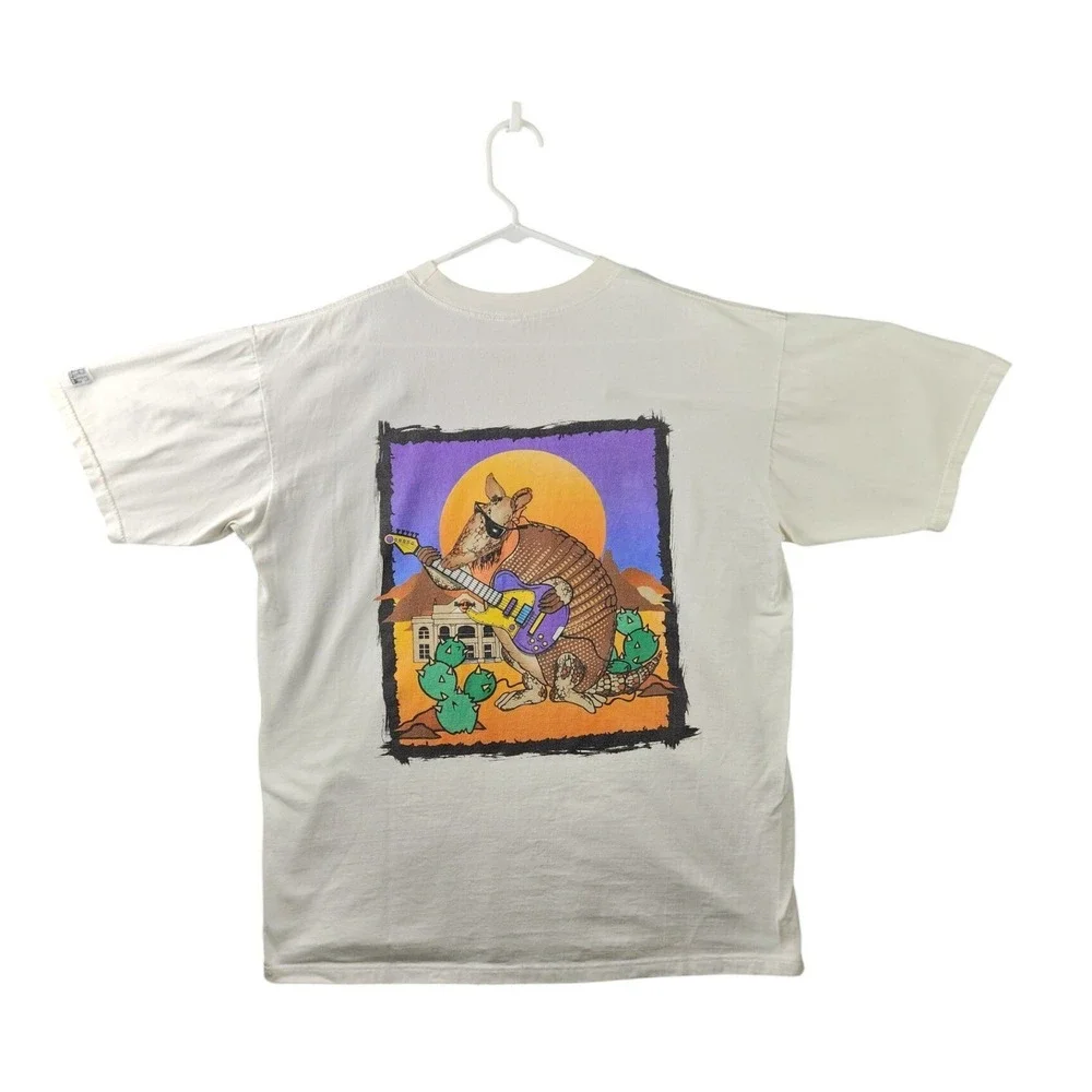 Hard Rock Cafe Dallas Tee Men's L White Armadillo Guitar Graphic 2-Sided Vintage - Picture 4 of 11
